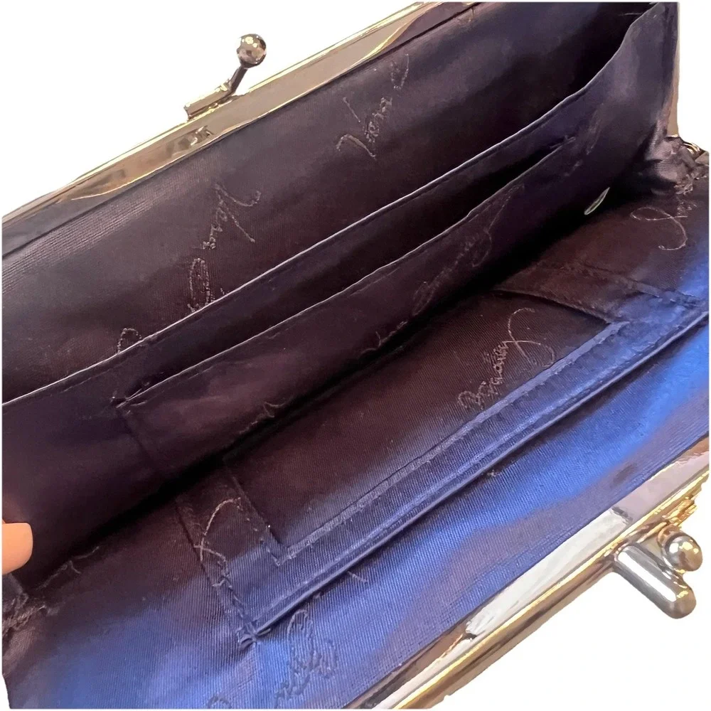 Vera Bradley Blue‎ Twirley Birds Wallet Clutch  Double Kisslock Closures Navy - Picture 4 of 6